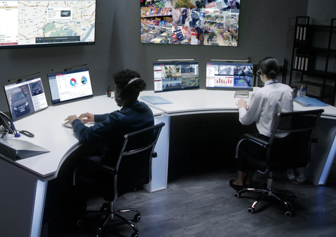 Ενδεικτική εφαρμογή Hikvision · Video wall σε κέντρο ελέγχου